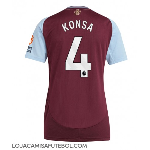 Camisa de Futebol Aston Villa Ezri Konsa #4 Equipamento Principal Mulheres 2024-25 Manga Curta